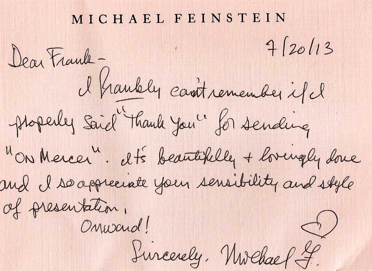 MichaelFeinsteinMercerNote